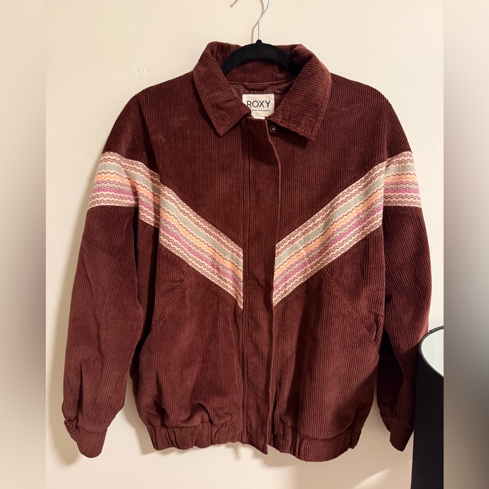 Roxy Women's Burgundy Corduroy Bomber Jacket